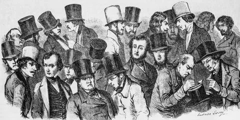 Coulisier de la bourse de paris, tableau de paris par edmond texier,editeur p Stock Illustration
