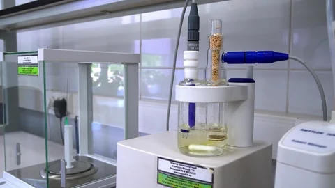 Coulometric titrator close-up Stock Footage 122168379