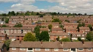 Council Estate Aerial Of Houses And Streets In The Uk Stock Footage