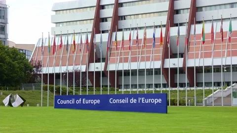 Council of Europe building, Strasbourg, France Stock Footage