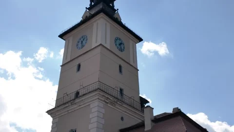 Council House Clock Tower - Piața Sfatului - Brașov - Romania Stock Footage 346776896