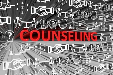 COUNSELING concept blurred background 3d render illustration Stock Illustration