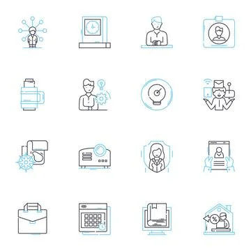 Counseling linear icons set. Support, Empathy, Insight, Trust, Healing Stock Illustration