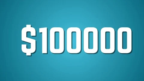 Count up from 0 to 100,000 dollars blue Stock Footage 76971535