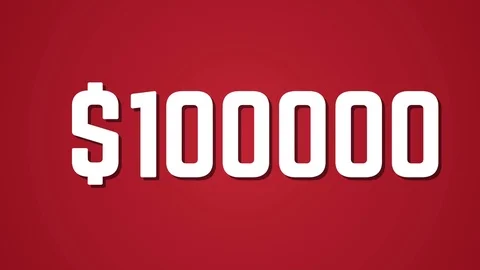 Count up from 0 to 100,000 dollars red Stock Footage 76990499