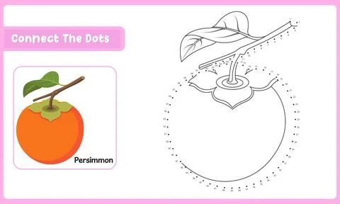 Count and draw with persimmon connect the dots puzzle and preschool educati.. Stock Illustration
