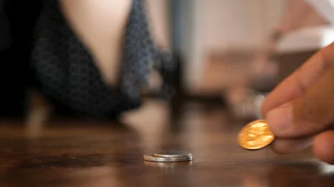Count and pay money for dinner with girlfriend. Stock Footage 140488409