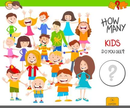 Count children characters game worksheet Cartoon Illustration of Education... Stock Photos