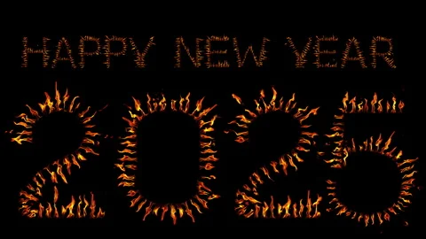Count down Happy new year 2025. fire on text. Stock Footage 289588694