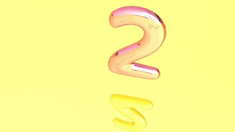 Count down with liquifying fonts on yellow background. Numbers countdown Stock Footage
