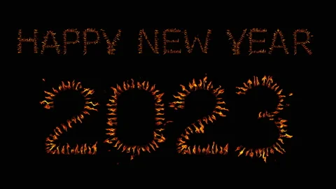 Count down number 10-1 to Happy new year 2023. fire in text. Stock Footage 221530324