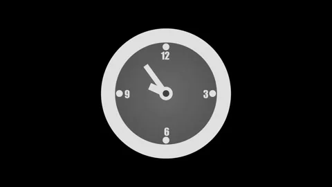 Count down simple analog clock isolated animation, Minimal clock animated Stock Footage 307061814