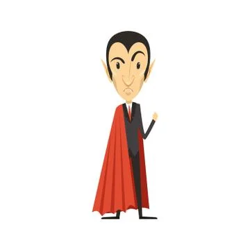 Count Dracula, angry vampire in suit and red cape Stock Illustration