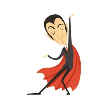 Count Dracula, dancing vampire in suit and red cape Stock Illustration