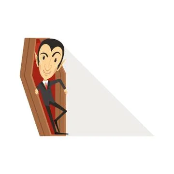 Count Dracula, vampire in black suit in coffin Stock Illustration
