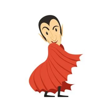 Count Dracula, vampire under red cape Stock Illustration