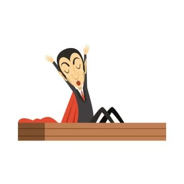 Count Dracula, vampire waking up in the coffin Stock Illustration