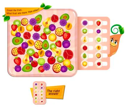 Count the fruit  visual game Stock Illustration