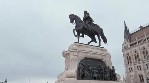 Count Gyula Andrássy statue in Budapest Stock Footage 129459661