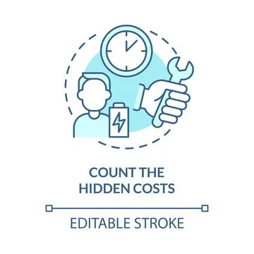 Count hidden costs blue concept icon Stock Illustration