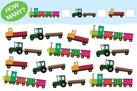 Count how many objects of transport. Educational game for preschool children. Stockillustratie