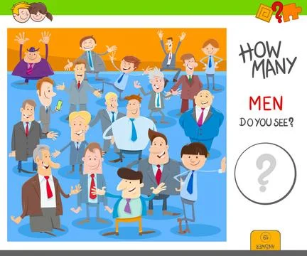 Count men characters activity worksheet Cartoon Illustration of Educationa... Stock Photos