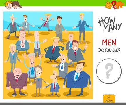 Count men characters task worksheet Cartoon Illustration of Educational Co... Stock Photos