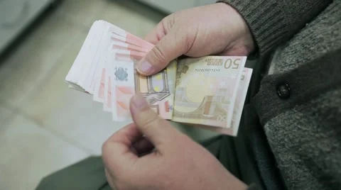 Count money, Banknotes from 50 € Stock Footage 49077702