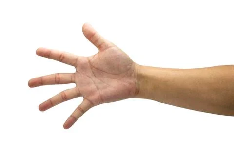 Count numeric of five symbol from hand. Isolated on white background Stock Photos