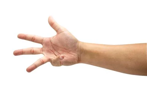 Count numeric of six symbol from hand. Isolated on white background Stock Photos