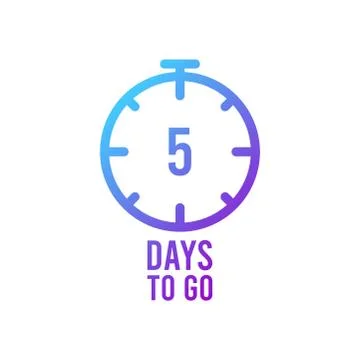 Count timer icon. Vector emblem of 5 days left in flat style. Hour down icon  Stock Illustration