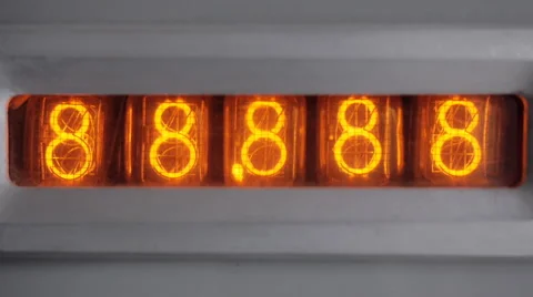 The count on the vacuum tube clock. Switching on the tube timer. Close up. Stock Footage 69014113