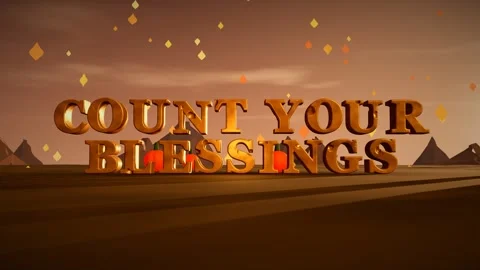 Count Your Blessings Burnished Copper 3D Letters with Pumpkins and Falling Stock Footage 343021975