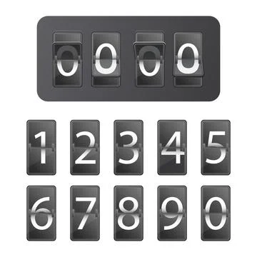 Countdow timer clock. Mechanical flip scoreboard. Retro vector display 库存插图