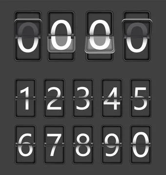 Countdow timer clock. Mechanical flip scoreboard. Retro vector display Stock Illustration