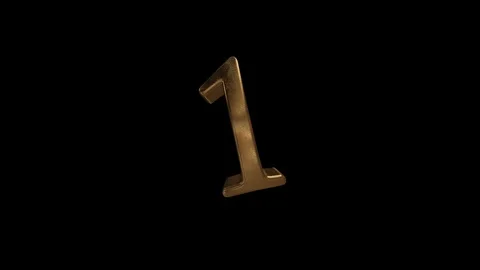 Countdown from 0 to 10. Digit 1. Gold digit 1 with alpha channel. Stock Footage 92728357