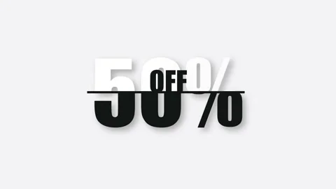 Countdown from 0 to 50 percent off discount on a white background in flat design Video stock 157789685