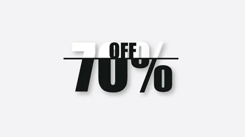 Countdown from 0 to 70 percent off discount on a white background in flat design Stock Footage 157789688