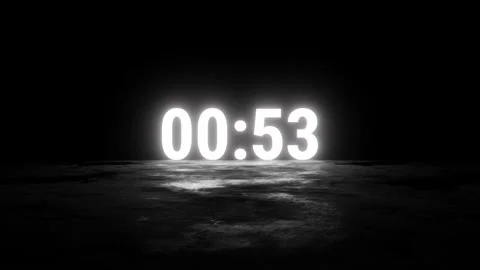 Countdown 1 minutes with white glowing timer 60 to 0 seconds Stock Footage 340948179
