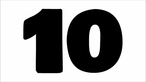 COUNTDOWN 10 to 0 - Flat Black Number on White Background Stock Footage 99837227