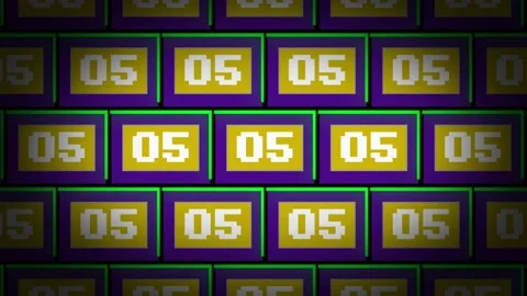 Countdown From 10 to 0 pattern. Pixel text, 80s retro style abstract animation. Stock Footage 220844234