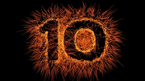 Countdown from 10 to 0 with sparkles - black background 스톡 동영상 307388525