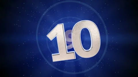 Countdown 10 to 1 on blue background Stock Footage 33466666