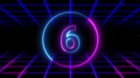 Countdown 10 to 1 neon cyber with neon grid cyberpunk neon purple ping blue.. Stock Footage 256378295