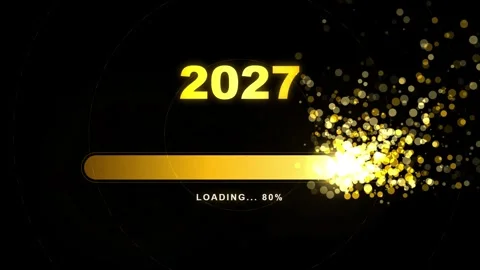 Countdown 2027 loading bar with glowing gold particles and dark background .. Vídeo Stock 344309340