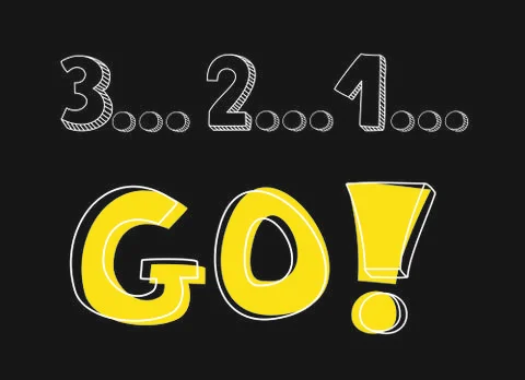 Countdown: 3 2 1 go! Hand drawn vector illustration Illustrazione stock