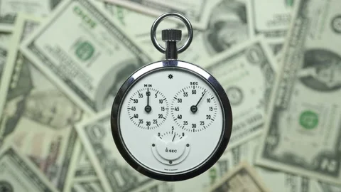 Countdown 30 Seconds Against the Background of Rotating American Dollar Bill. Stock Footage 194793741