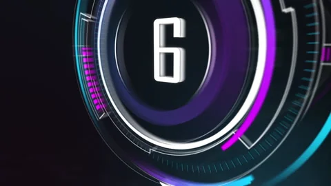 A Countdown in a 3D animation in purple and neon green Stock-Footage 240438668