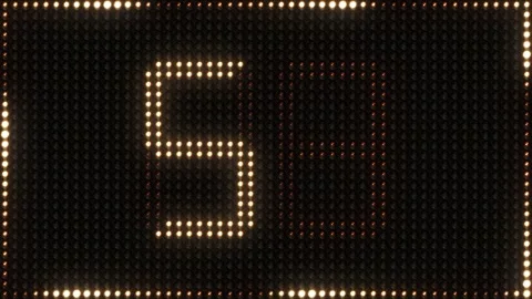 Countdown 4K Flashing Led Lights Board Animation 1 minute Lights Stage Panel Stock Footage 244386183