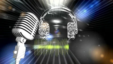 Countdown 5-1 against the background of Headphones and microphone. Stock Footage 140161551